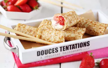 Nems de crêpes aux fraises