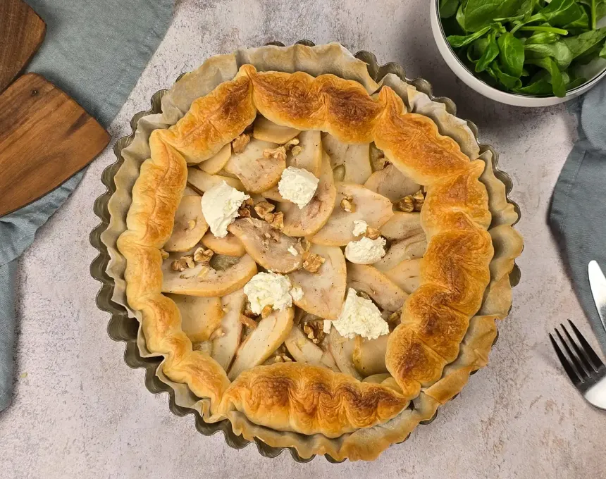 recette tarte salé chèvre poire noix madame loik paysan breton