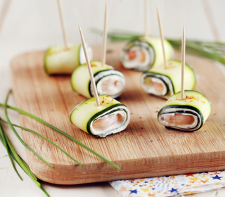 Roulés de courgettes et crevettes