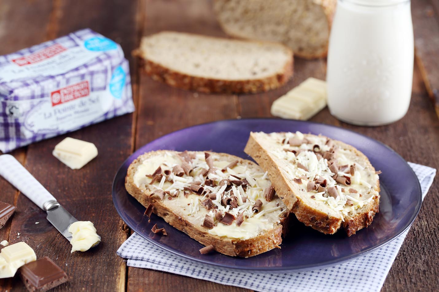 Tartine au Beurre La Pointe de Sel et deux chocolats