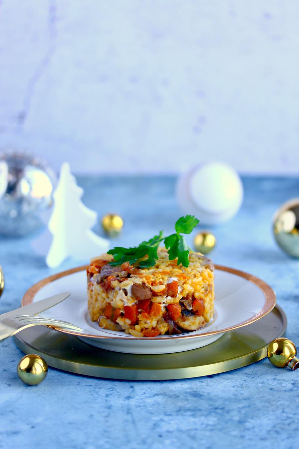 Risotto potimarron, champignons et châtaignes