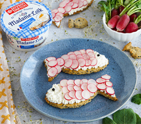 Tartelettes de fromage fouetté et radis