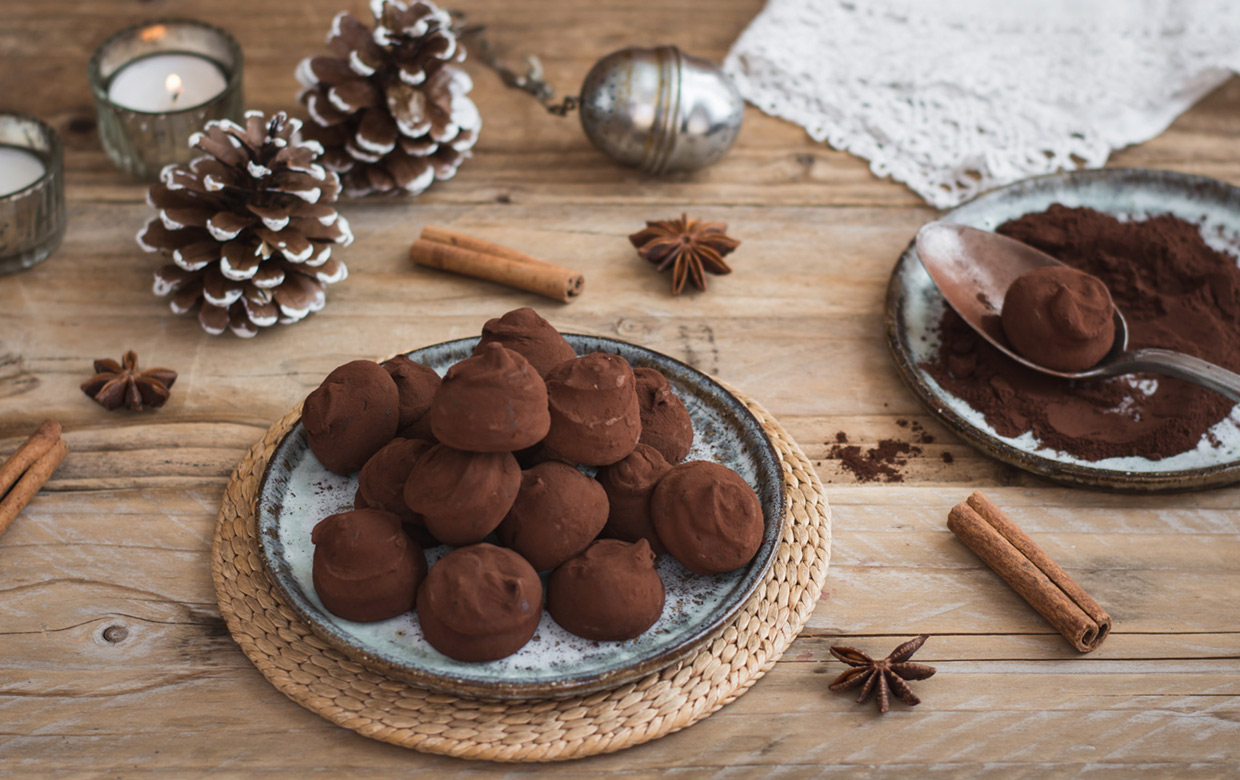 Recette de noël Truffes au chocolat et thé chaï