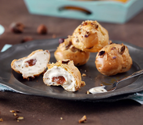 Choux à la crème noisette coeur caramel