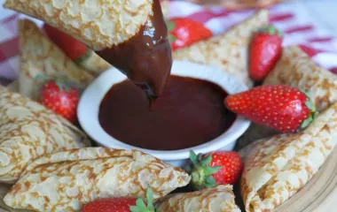 recette samossa de crêpe aux fraises Gariguette et coulis de chocolat paysan breton