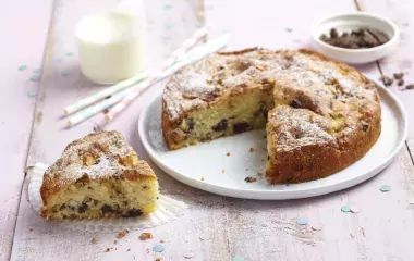 Gâteau aux pommes, chocolat et Lait Ribot