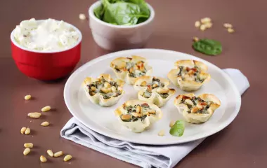 Recette Mini tartelettes de brick au Fromage Fouettée Madame Loïk et aux épinards