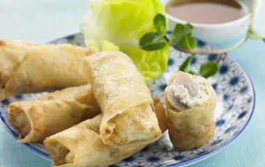 Nems aux champignons de Paris et Fromage Fouetté