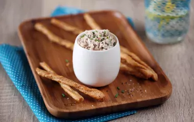Tuna Rillettes with Whipped Cheese and wholegrain Mustard