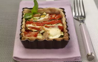 Courgette, Tomato and Baguette Cheese Tartlet