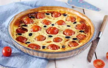 Quiche aux tomates cerises et olives noires