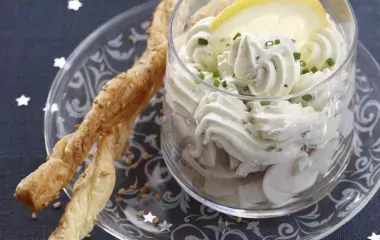 Verrine de Fromage Fouetté et champignons marinés au citron