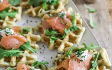 Gaufres courgette et saumon