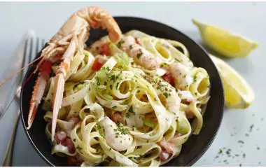 Tagliatelles aux langoustines et Lait Ribot