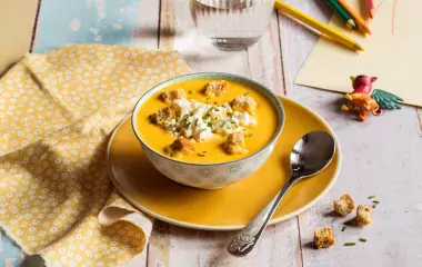 Carrot soup with Madame Loïk Whipped Cheese