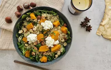Salade automne quinoa potimarron fromage fouetté madame loik paysan breton
