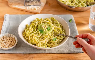 Linguines à la crème de courgettes lait ribot paysan breton