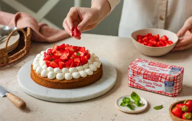 Tarte aux fraises au beurre moulé Paysan Breton