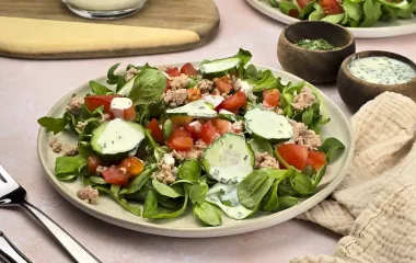 Sauce salade moutarde, herbes, citron et Lait Ribot 