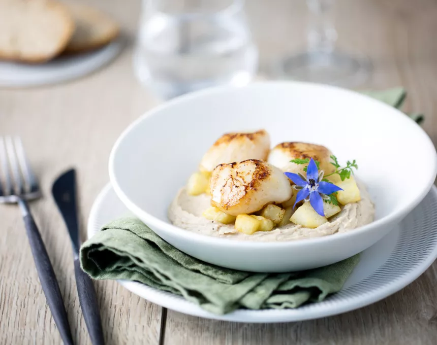 Recette Crémeux de châtaigne et noix de Saint Jacques 1240x775 Paysan Breton