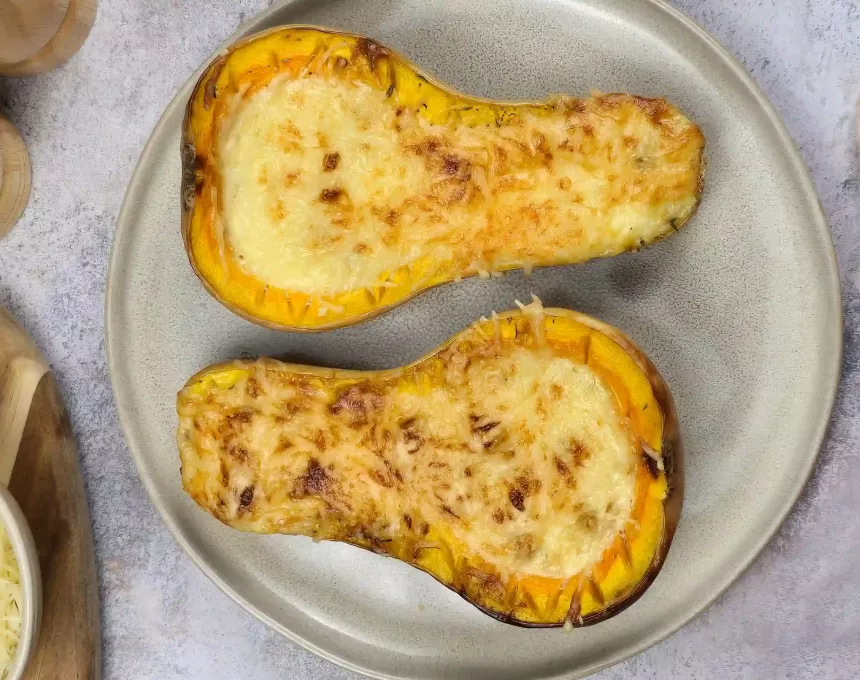 Courge butternut farcie aux champignons et Emmental Râpé
