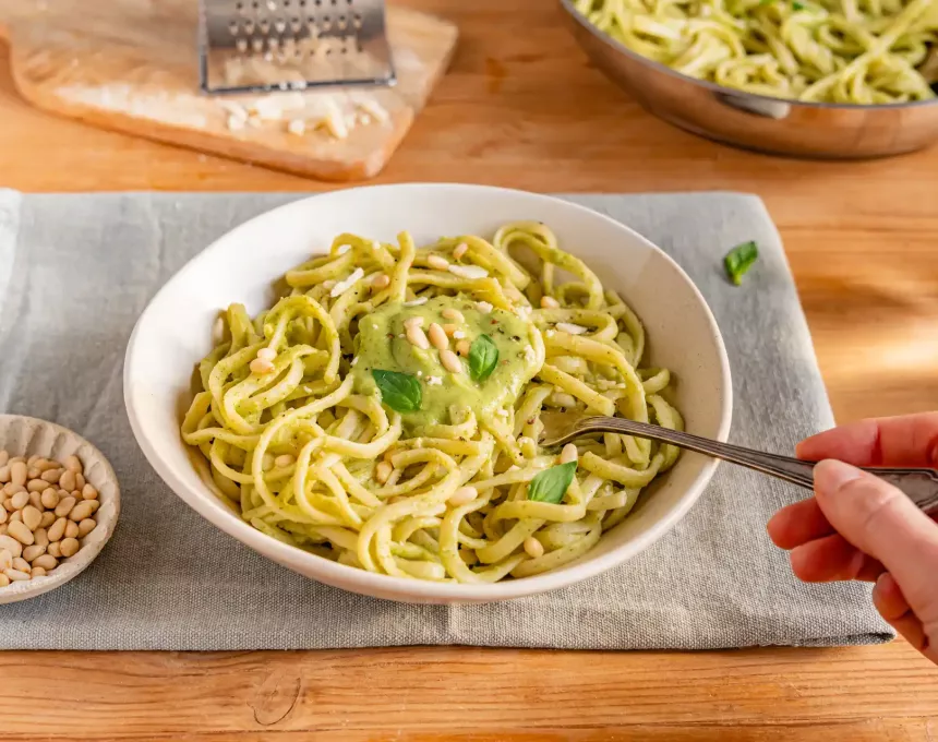 Linguines à la crème de courgettes lait ribot paysan breton