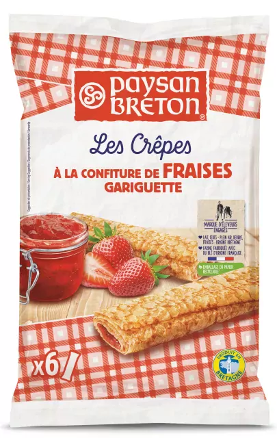 Pannenkoeken gevuld met jam van Gariguette-aardbeien Paysan Breton