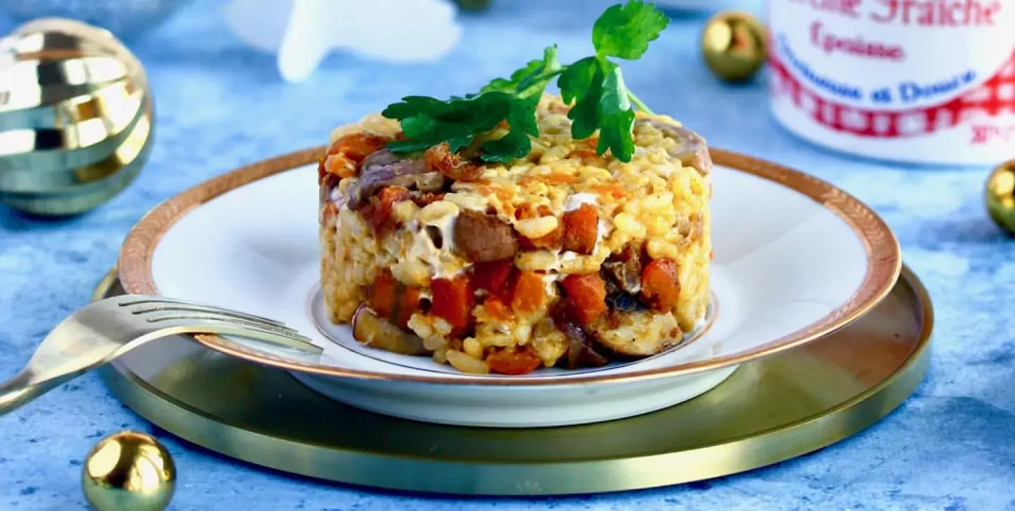 Risotto potimarron, champignons et châtaignes