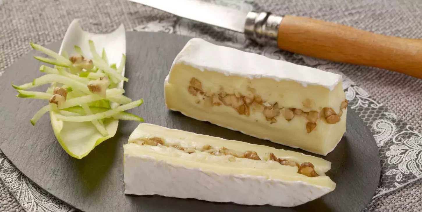 Brie Stuffed with Walnuts, Chicory and Granny Smith Apple Salad