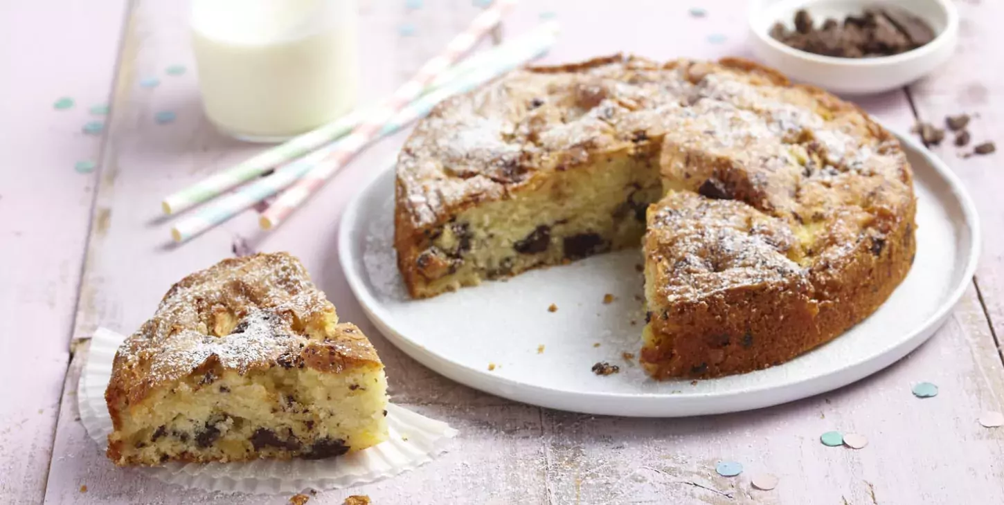 Gâteau aux pommes, chocolat et Lait Ribot