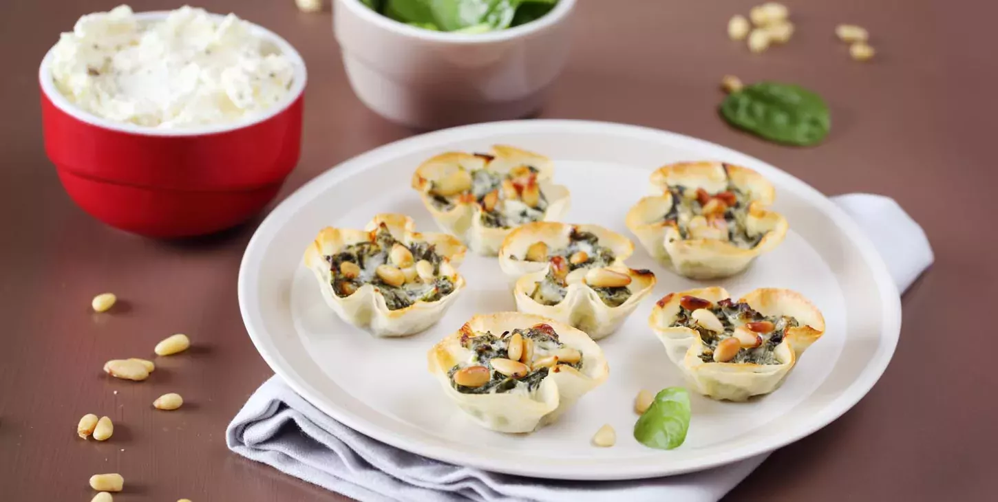 Recette Mini tartelettes de brick au Fromage Fouettée Madame Loïk et aux épinards