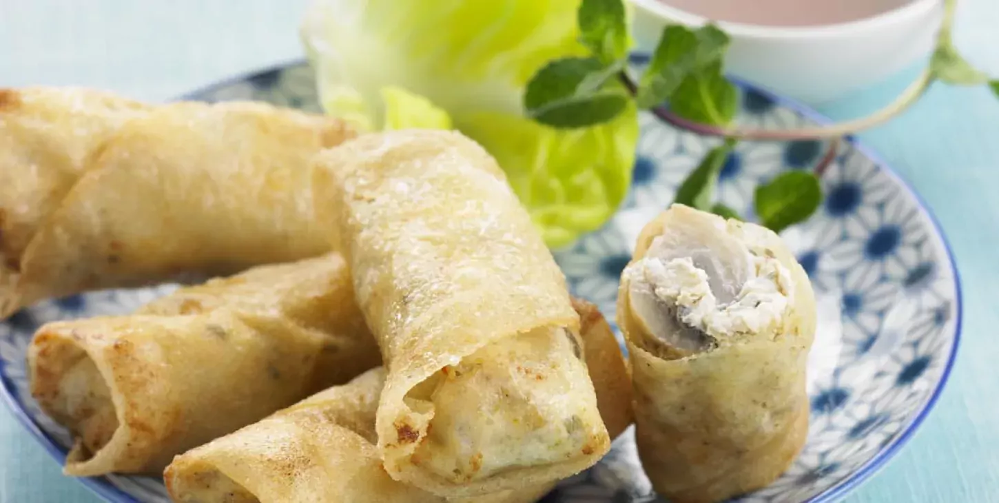 Nems aux champignons de Paris et Fromage Fouetté