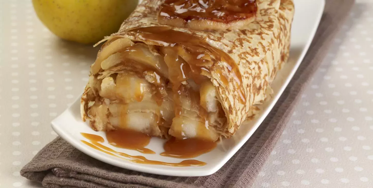 Terrine de crêpes aux pommes et caramel au beurre salé