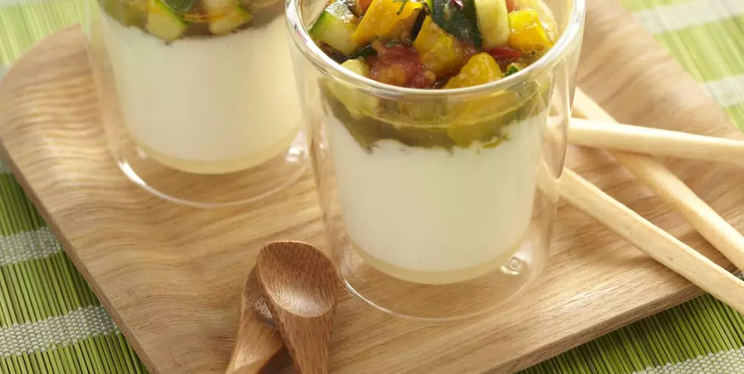 Panna cotta salée à la ratatouille