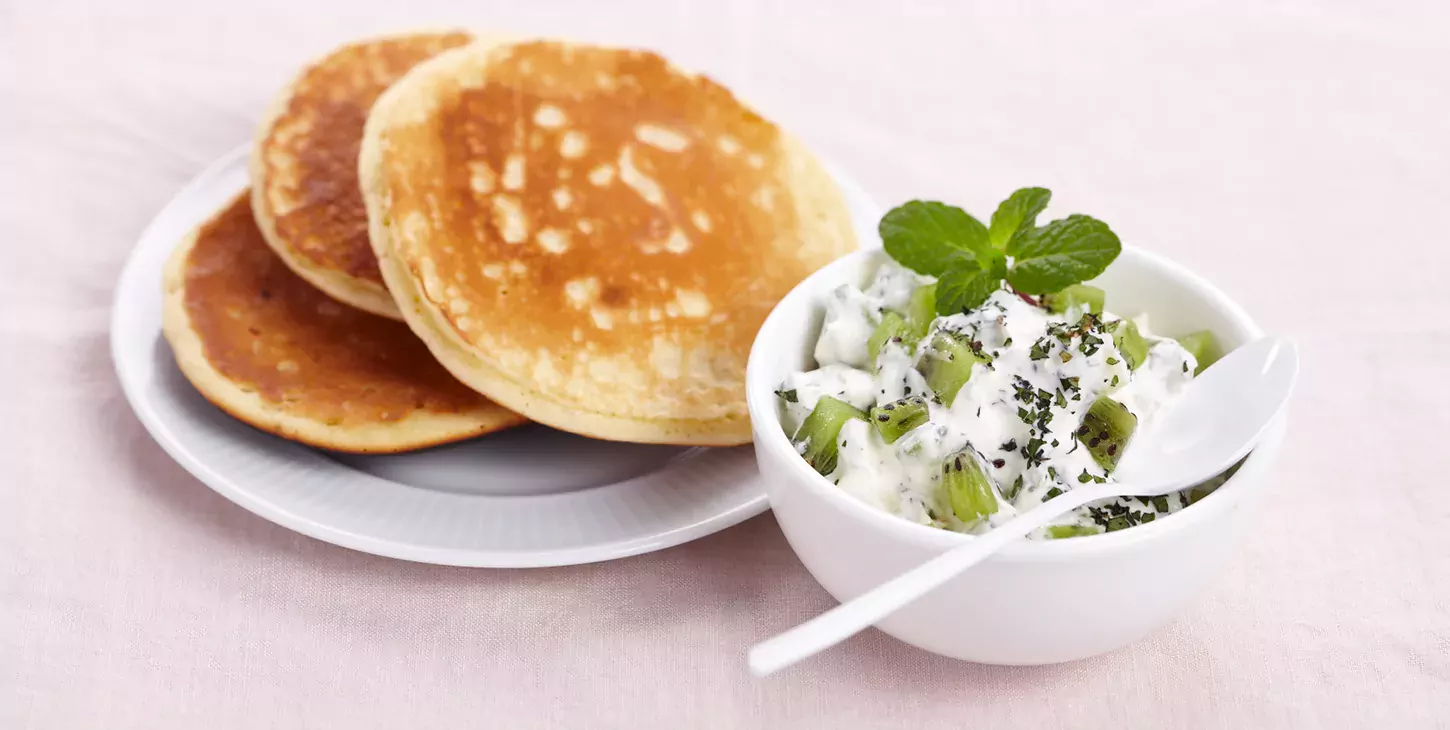 Pancakes kiwi et menthe