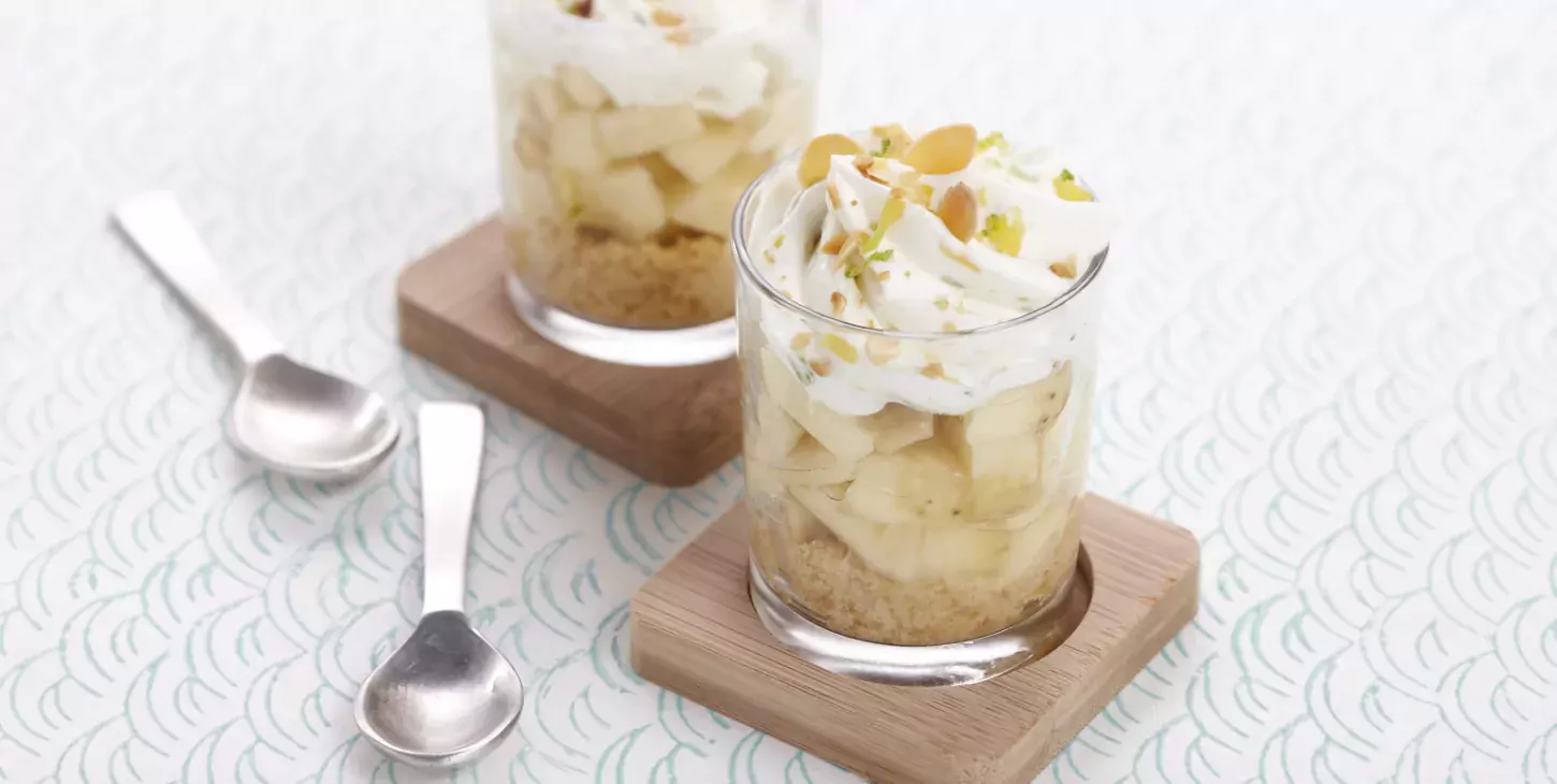 Verrine banane citron façon cheesecake