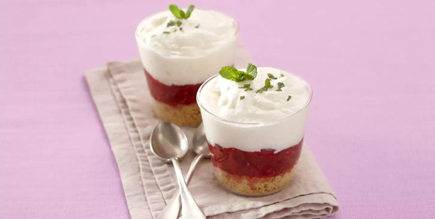 Raspberry rhubarb cheesecake-style verrine