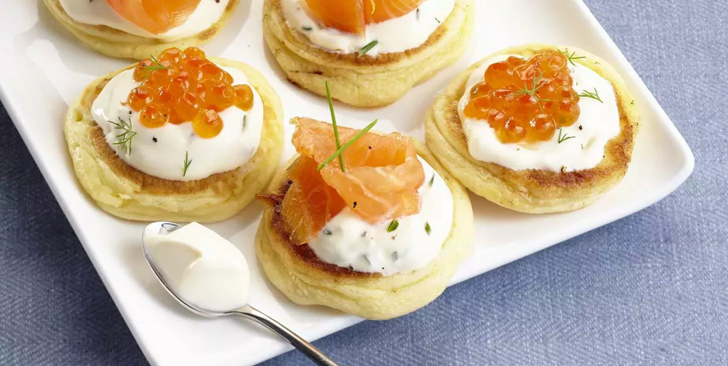 Mini Blinis with Salmon and Chives
