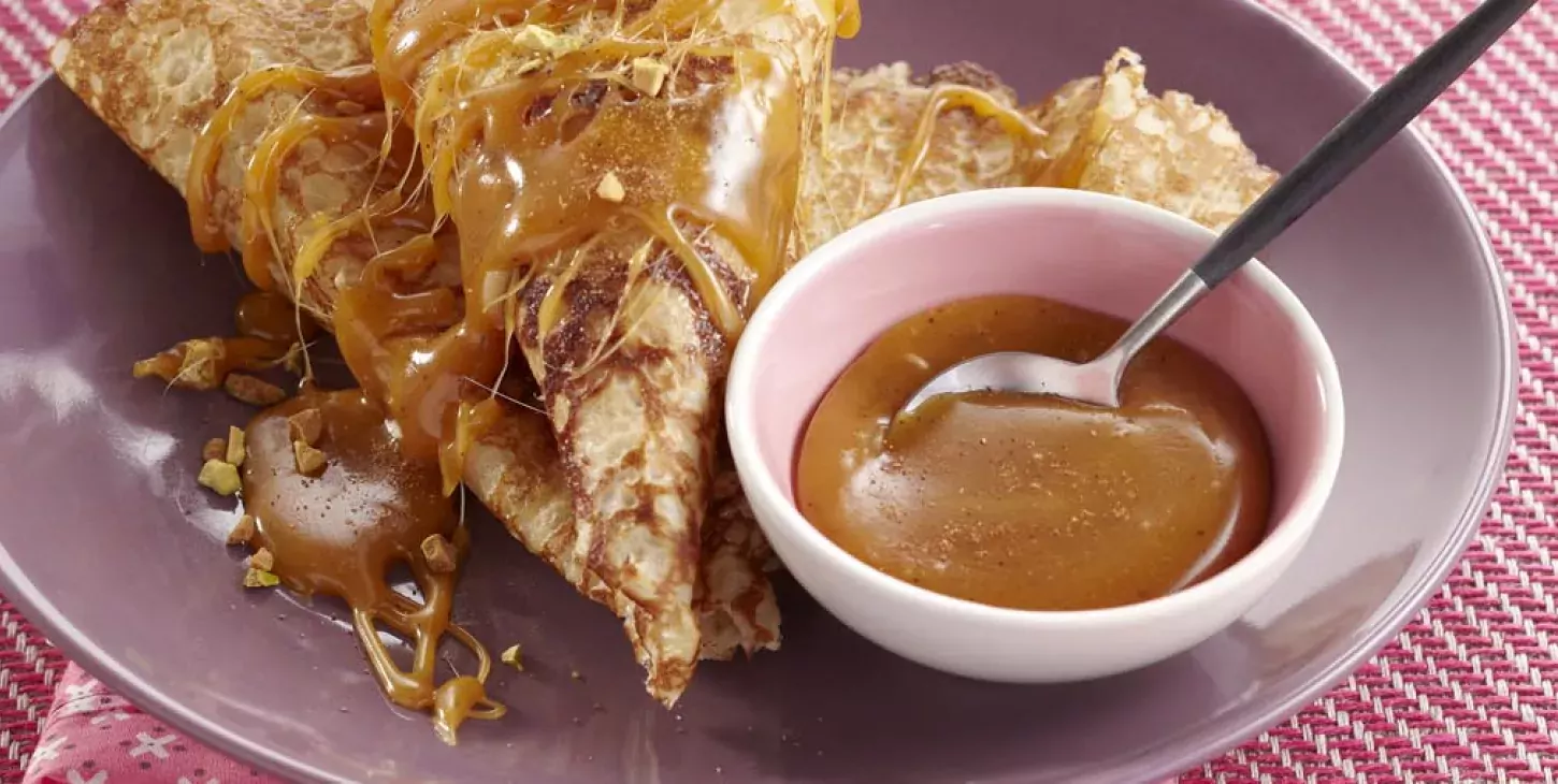 Crêpes La Vanillée sauce caramel au pain d’épices