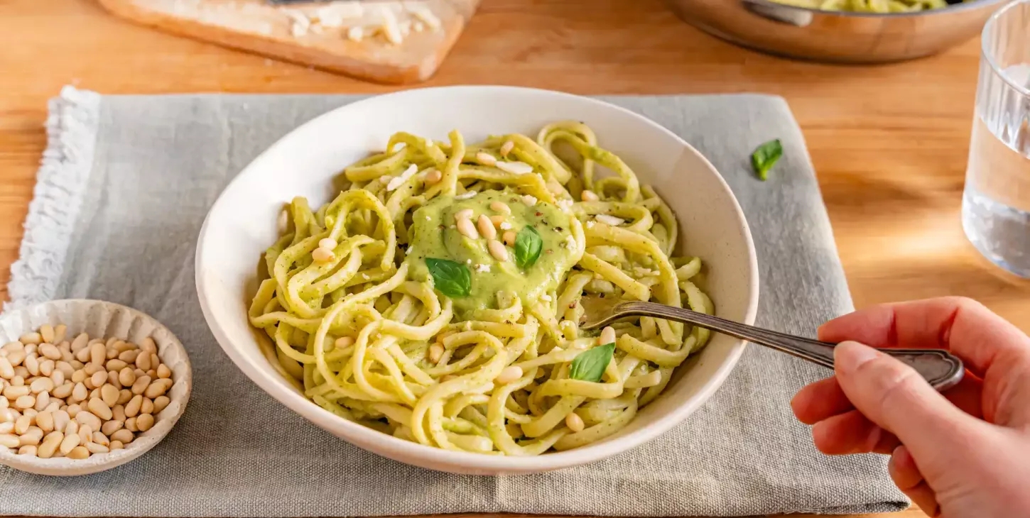 Linguines à la crème de courgettes lait ribot paysan breton