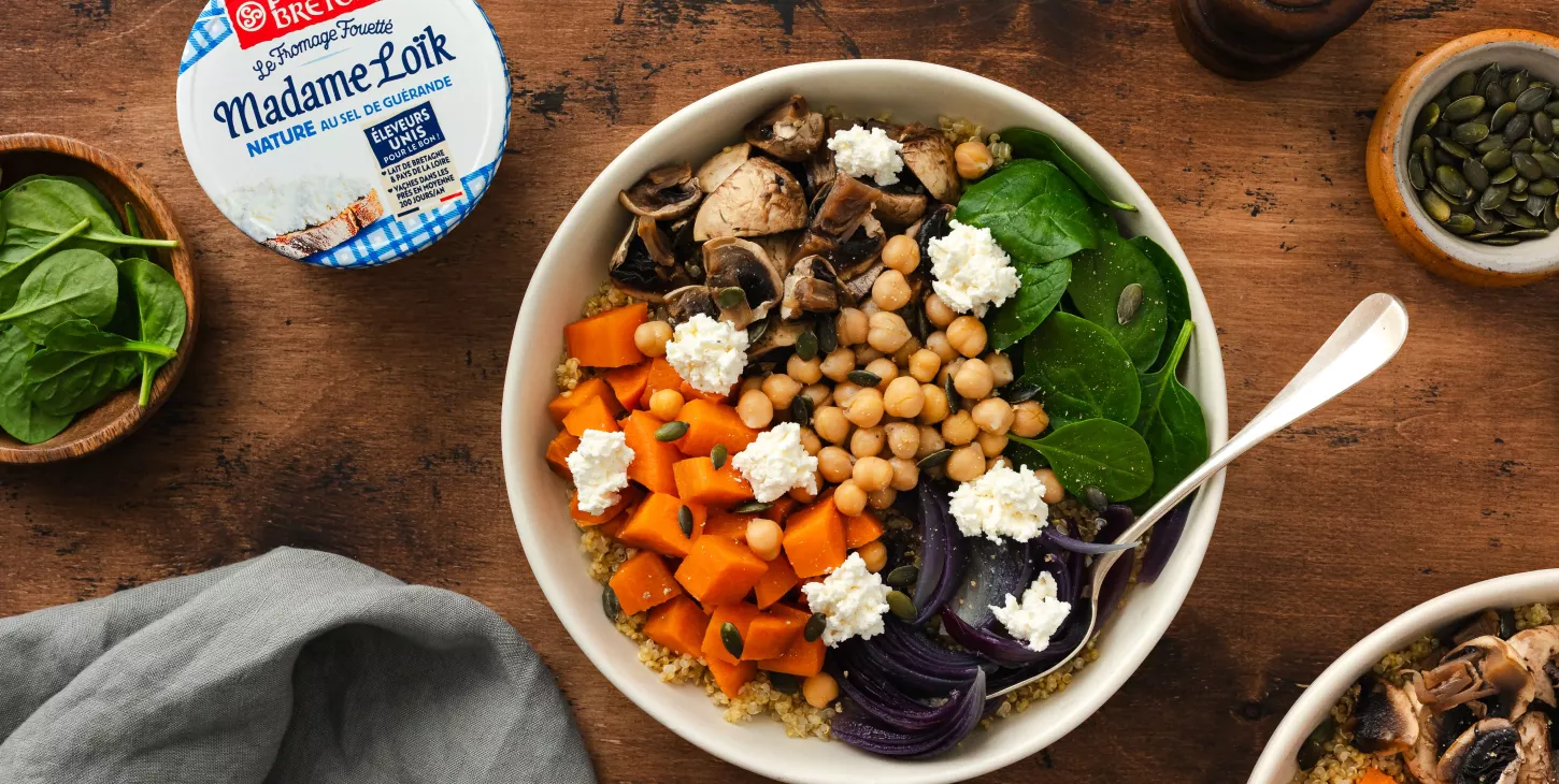 bowl vegetarien fromage fouetté madame loik