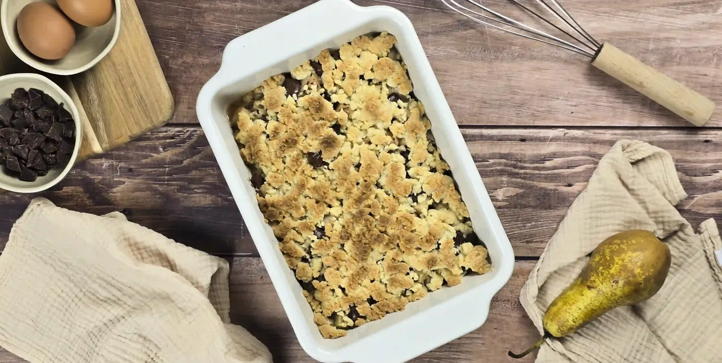 Crumble poire-chocolat